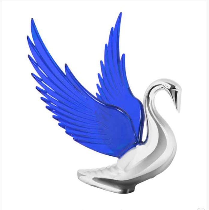CHROME MASCOT SWAN WITH BLUE WINGS