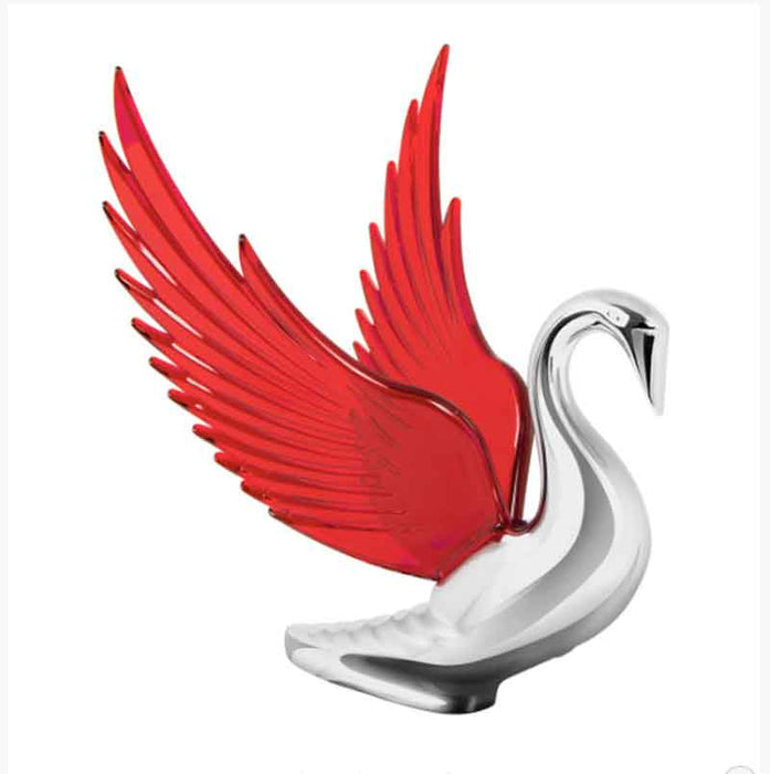 CHROME MASCOT SWAN WITH RED WINGS