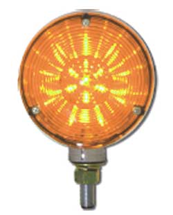 LED INDICATOR CLEAR/AMBER 4IN ROUND 12V
