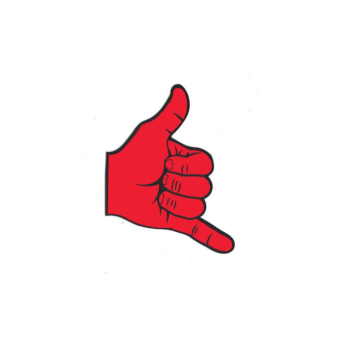 GNARLY SHAKA HAND DECAL L/H RED