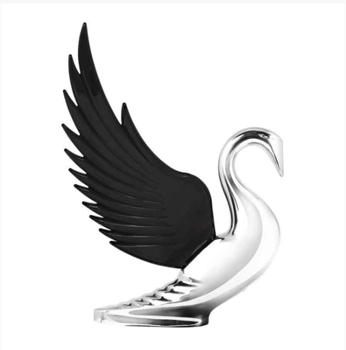CHROME MASCOT SWAN WITH BLACK WINGS