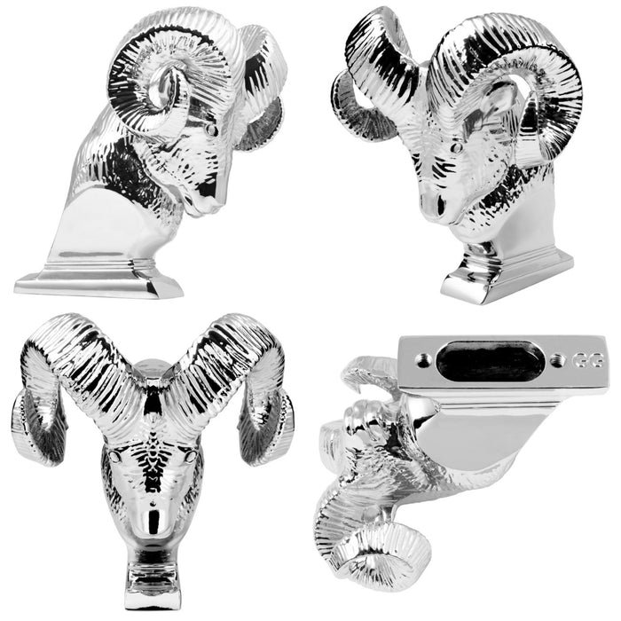 CHROME BIG RAM HEAD HOOD MASCOT