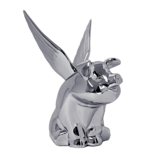 CHROME WINGED PIG HOOD ORNAMENT