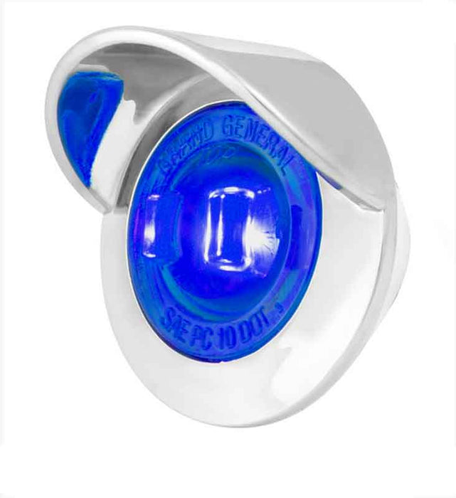 MINI 25MM LED LAMP WITH VISOR BLUE 12V