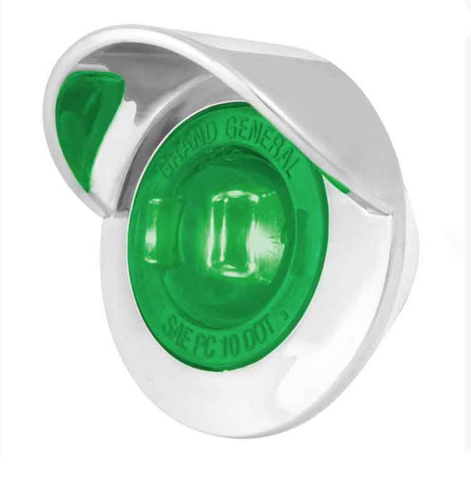 MINI 25MM LED LAMP WITH VISOR GREEN 12V