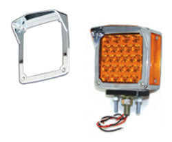 SQUARE CHROME LAMP TRIM WITH SQUAR VISOR