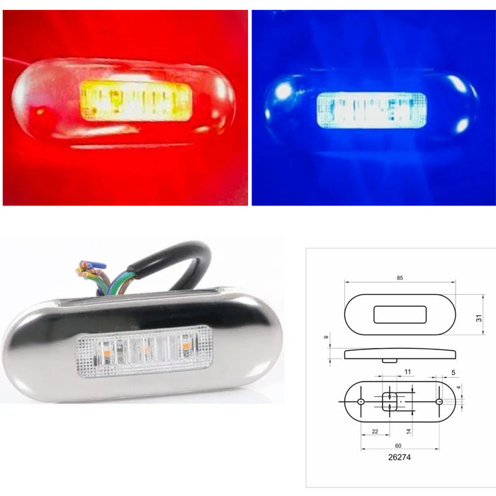 LED MARKER RED/BLUE WITH STAINLESS COVER