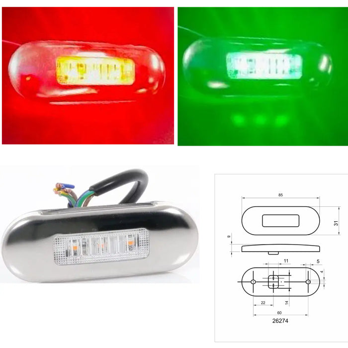 LED MARKER RED/GREEN WITH STAINLES COVER