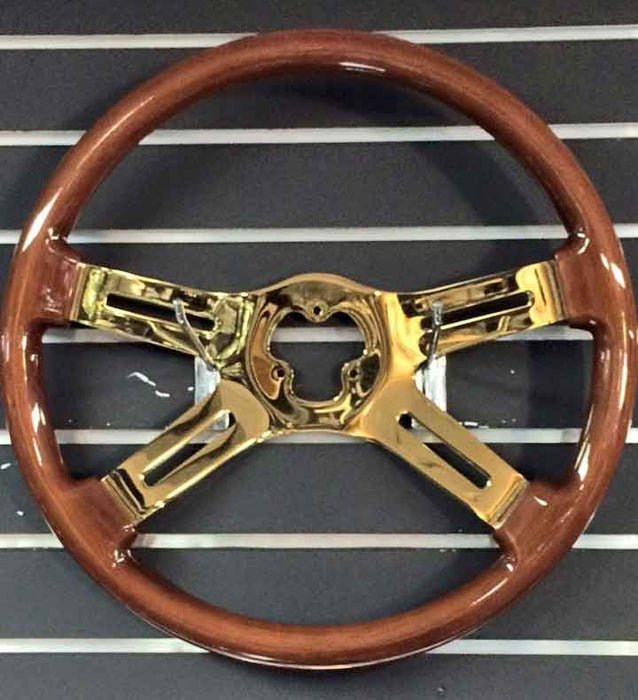 STEERING WHEEL 4 SPOKE  GOLD 18IN
