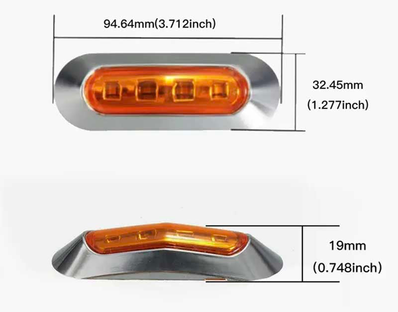 LED SIDE MARKER AMBER WITH CHROME BEZEL