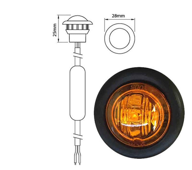 LED RUBBER MARKER LAMP AMBER MULTI-VOLT