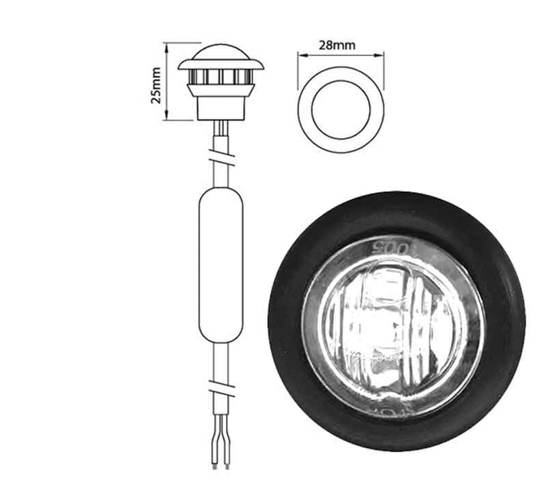 LED RUBBER MARKER LAMP WHITE MULTI-VOLT