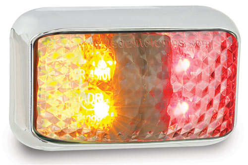 LED MARKER LAMP AMBER/RED CHROME 12/24V