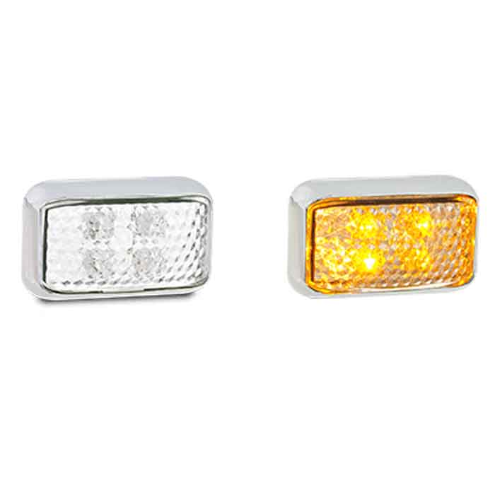 LED MARKER LAMP AMBER CHROME BASE 12/24V