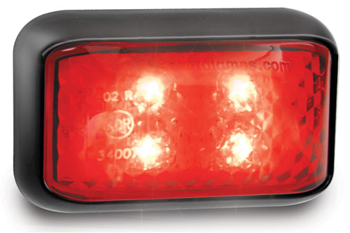 LED MARKER LAMP RED BLACK BASE 12/24V