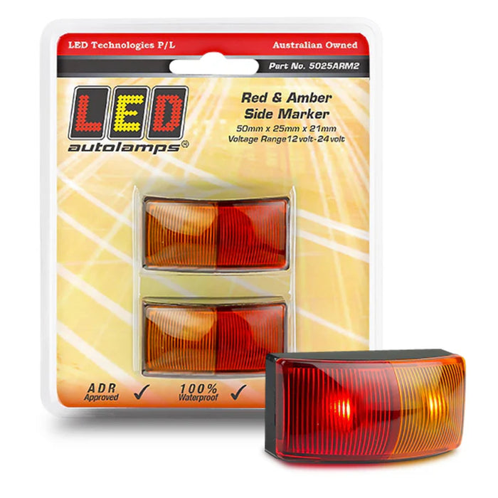 LED RED/AMBER SIDE MARKER LAMP 12/24V X2