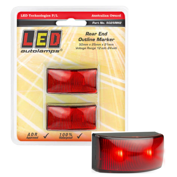 LED RED REAR MARKER LAMP 12/24V X2