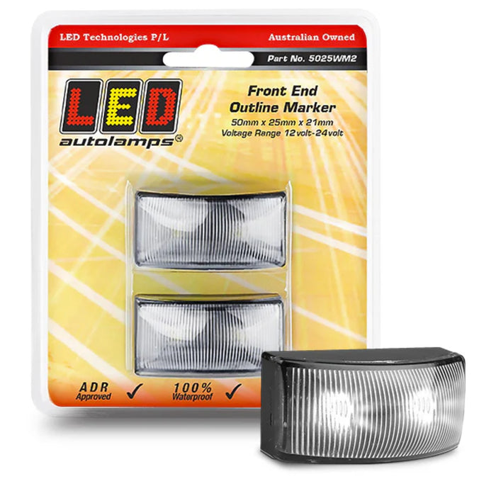 LED WHITE FRONT MARKER LAMP 12/24V X2