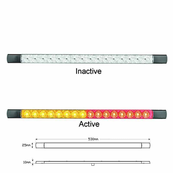 LED LONG SLIMLINE LAMP AMBER/RED 12V