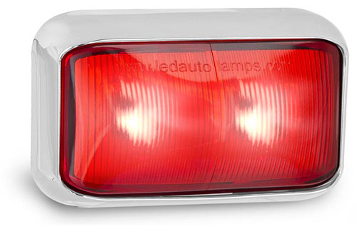 LED MARKER LAMP RED CHROME BASE 12/24V