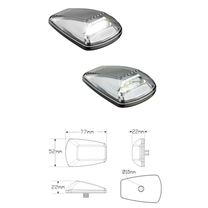 LED CAB ROOF LAMP CLEAR/WHITE 9-32V