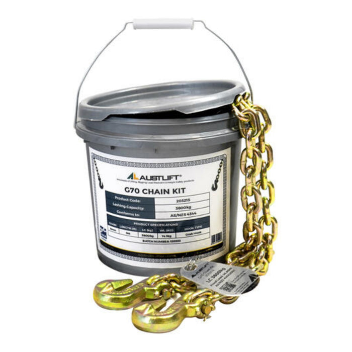 TRANSPORT CHAIN 8MM X 9M WITH HOOKS