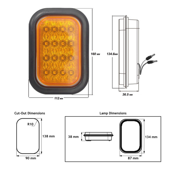 LUCIDITY RECTANGULAR INDICATOR LED 12/24