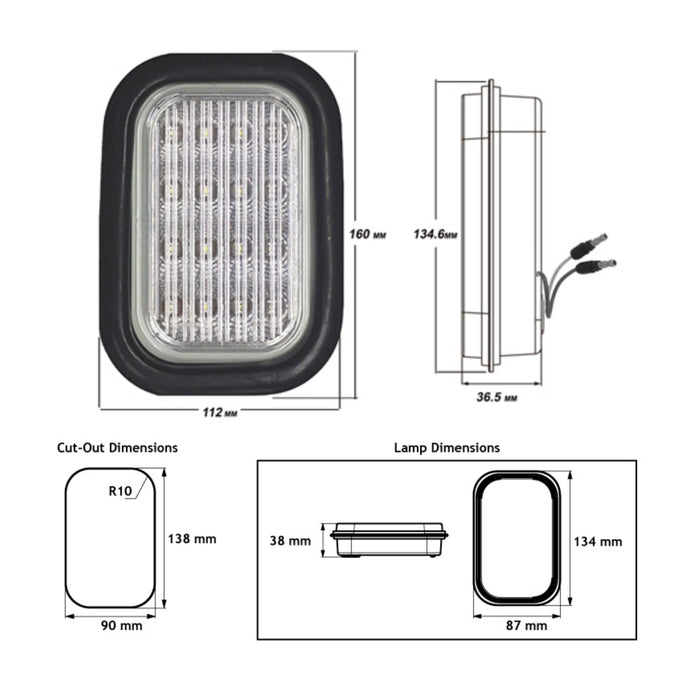 LUCIDITY RECTANGULAR REVERSE LED 12/24
