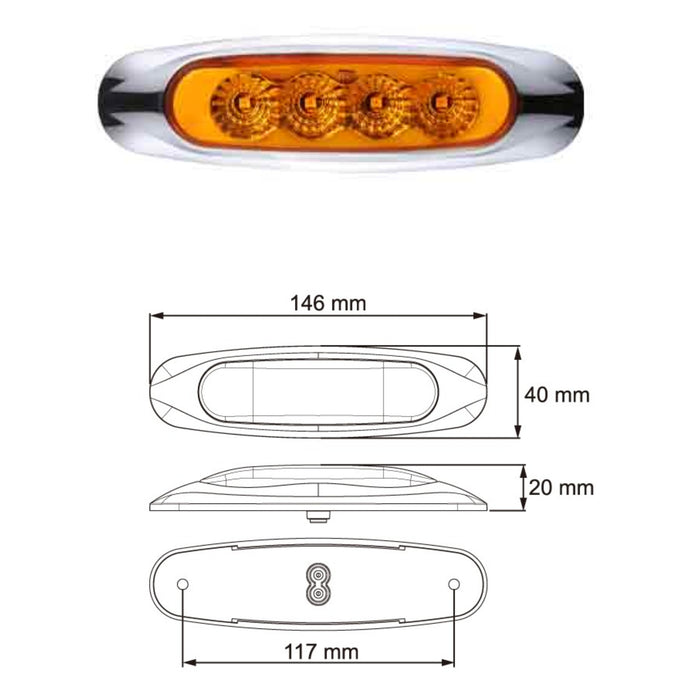 LUCIDITY LED SIDE MARKER AMBER 12/24V