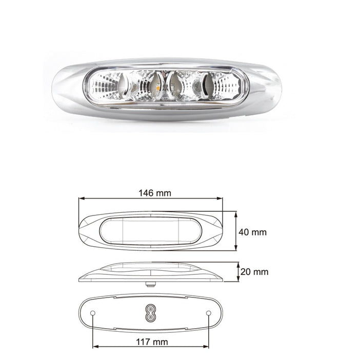 LUCIDITY LED SIDE MARKER CLEAR AMB/RED