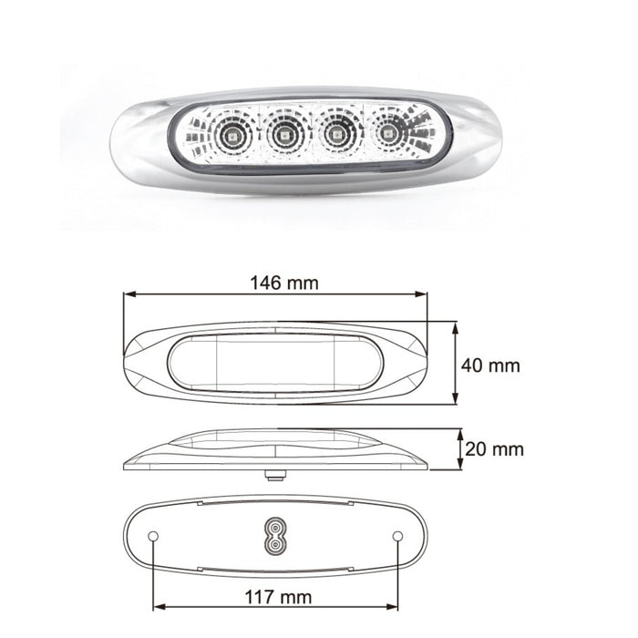 LUCIDITY LED SIDE MARKER WHITE 12/24V