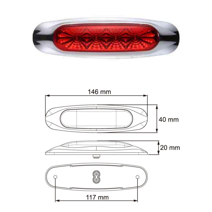 LUCIDITY LED SIDE MARKER RED 12/24V