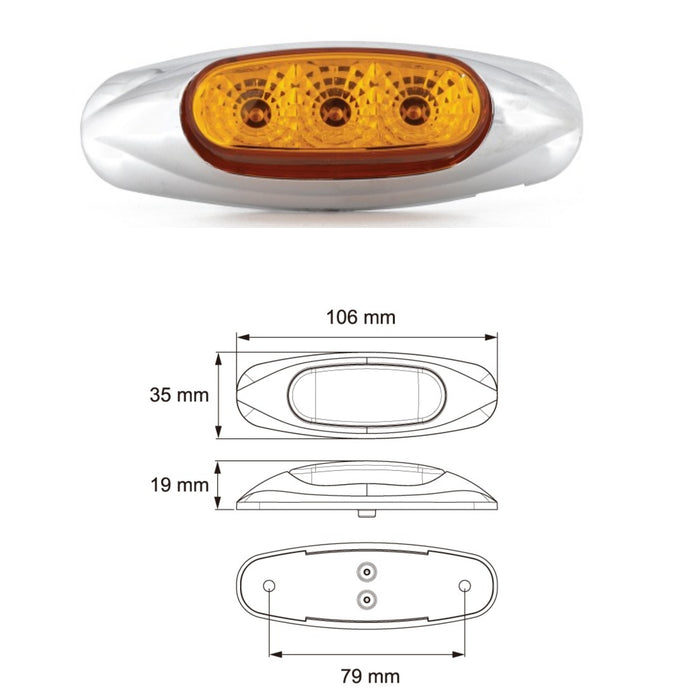 LUCIDITY LED SIDE MARKER AMBER MULTIVOLT