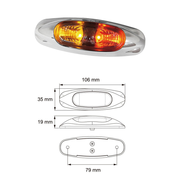 LUCIDITY LED MARKER CLEAR RED/AMBER MULT