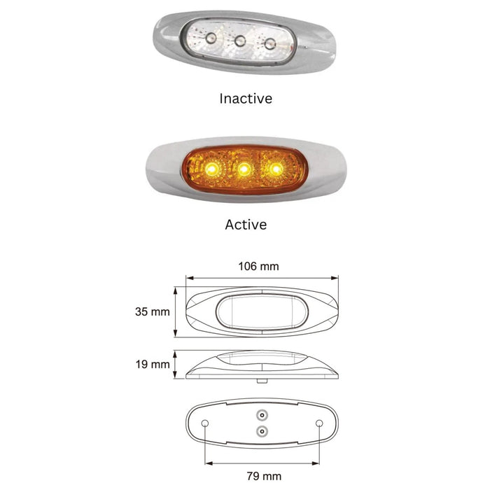 LUCIDITY LED SIDE MARKER CLEAR/AMBER