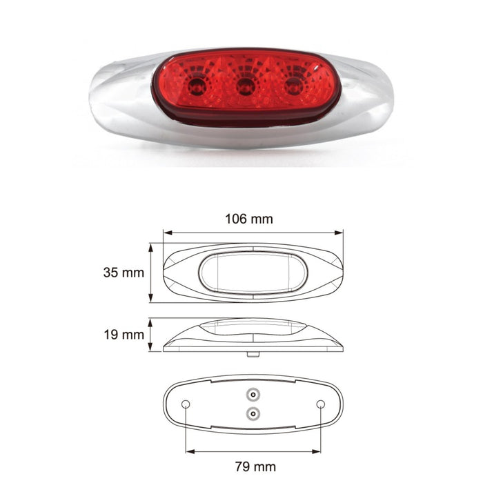 LUCIDITY LED SIDE MARKER RED 12/24V