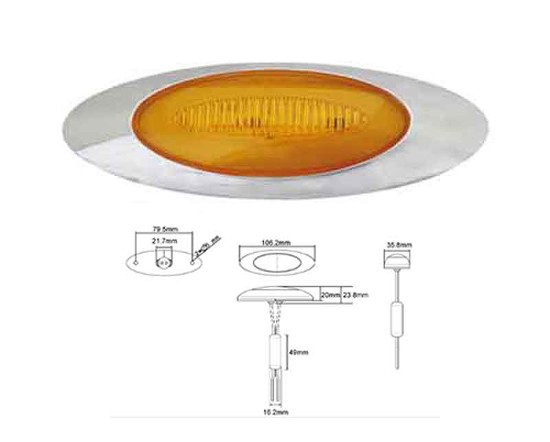LUCIDITY GLO TRAC MARKER LAMP AMBER 12V