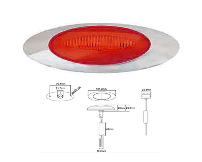 LUCIDITY GLO TRAC MARKER LAMP RED 12V