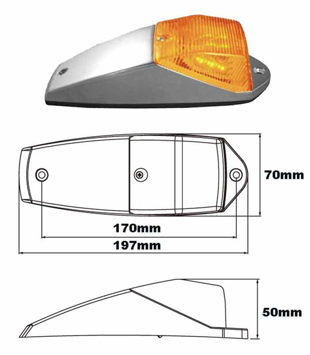 LUCIDITY MINI ROOF LAMP CLEAR/AMBER 12V