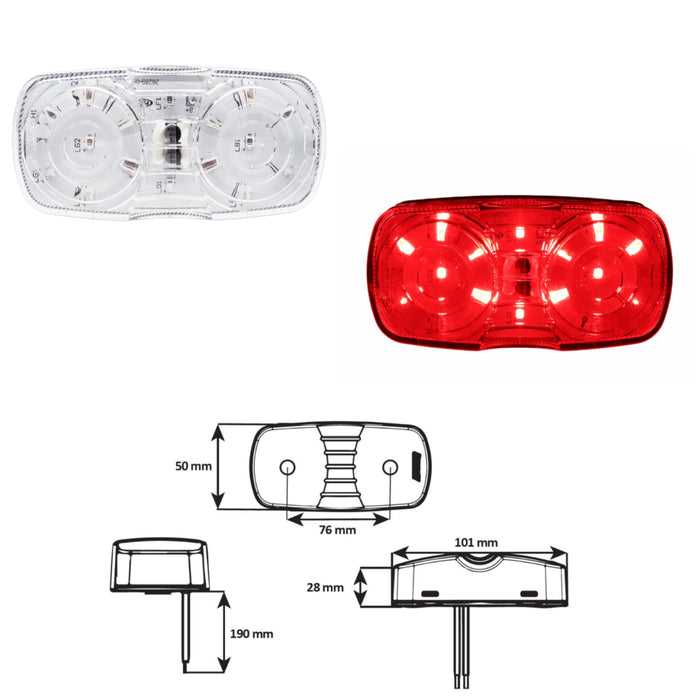 LUCIDITY MARKER LAMP CLEAR/RED 12/24V