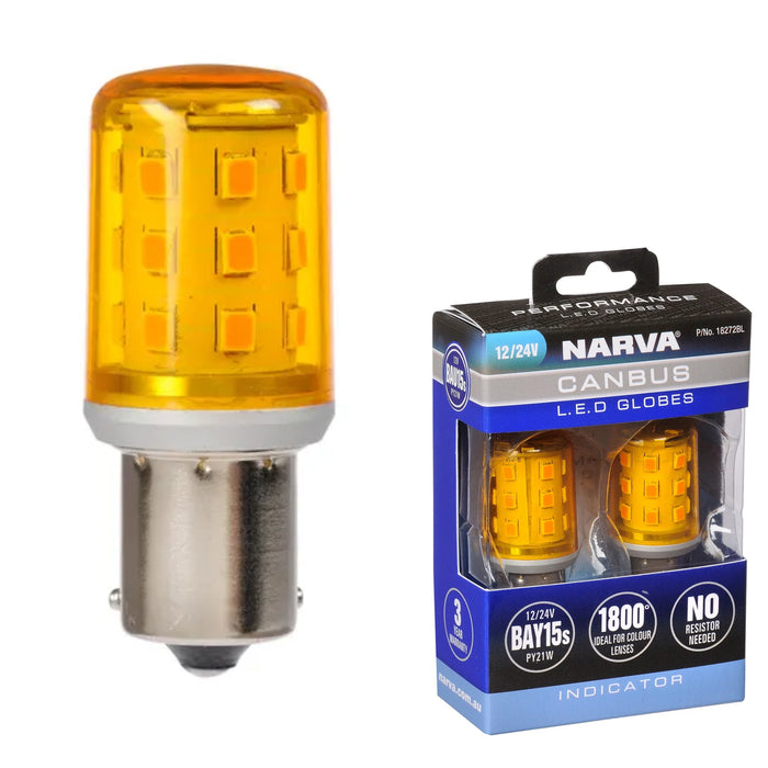 12V BAU15s LED GLOBE INDICATOR AMBERX2