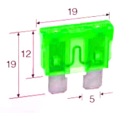 30 AMP GREEN STANDARD ATS BLADE FUSE X50