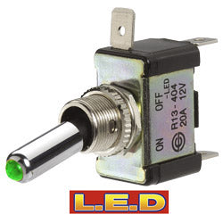 TOGGLE SWITCH OFF/ON GREEN LED 12 VOLT