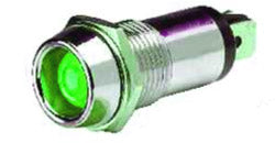 PILOT LAMP CHROME WITH GREEN LED 12V