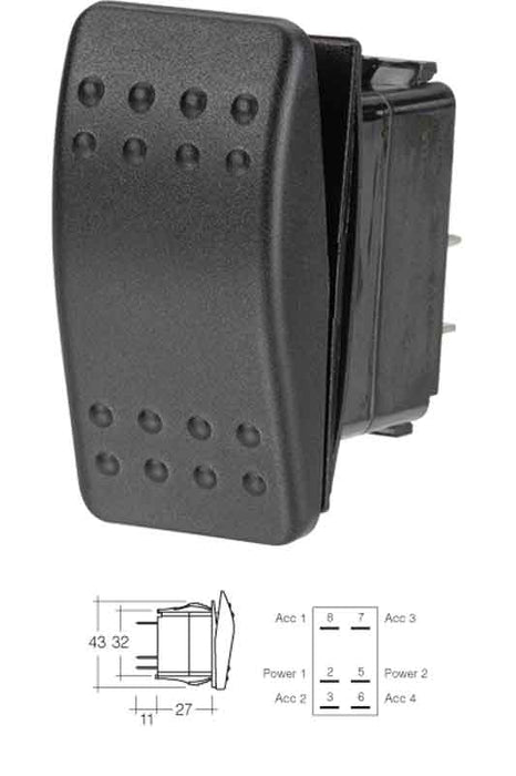 NARVA SEALED ROCKER SWITCH ON/OFF/ON