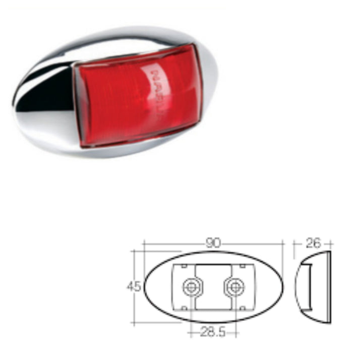 NARVA LED REAR MARKER LAMP RED CHROME
