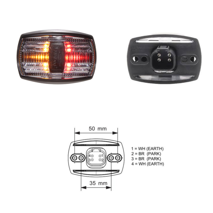 LUCIDITY LED SIDE MARKER AMBER/RED 4 PIN