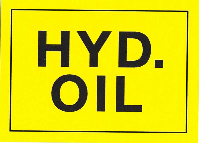 STICKER HYDRAULIC OIL 125MM X 90MM