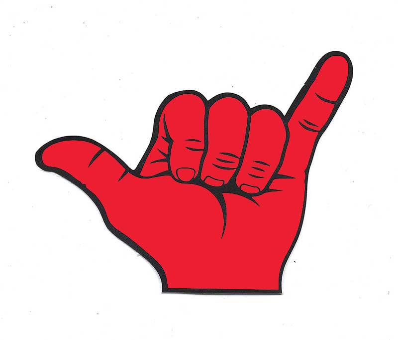 GNARLY SHAKA HAND DECAL L/H RED