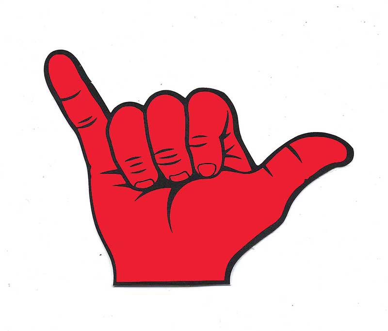 GNARLY SHAKA HAND DECAL R/H RED